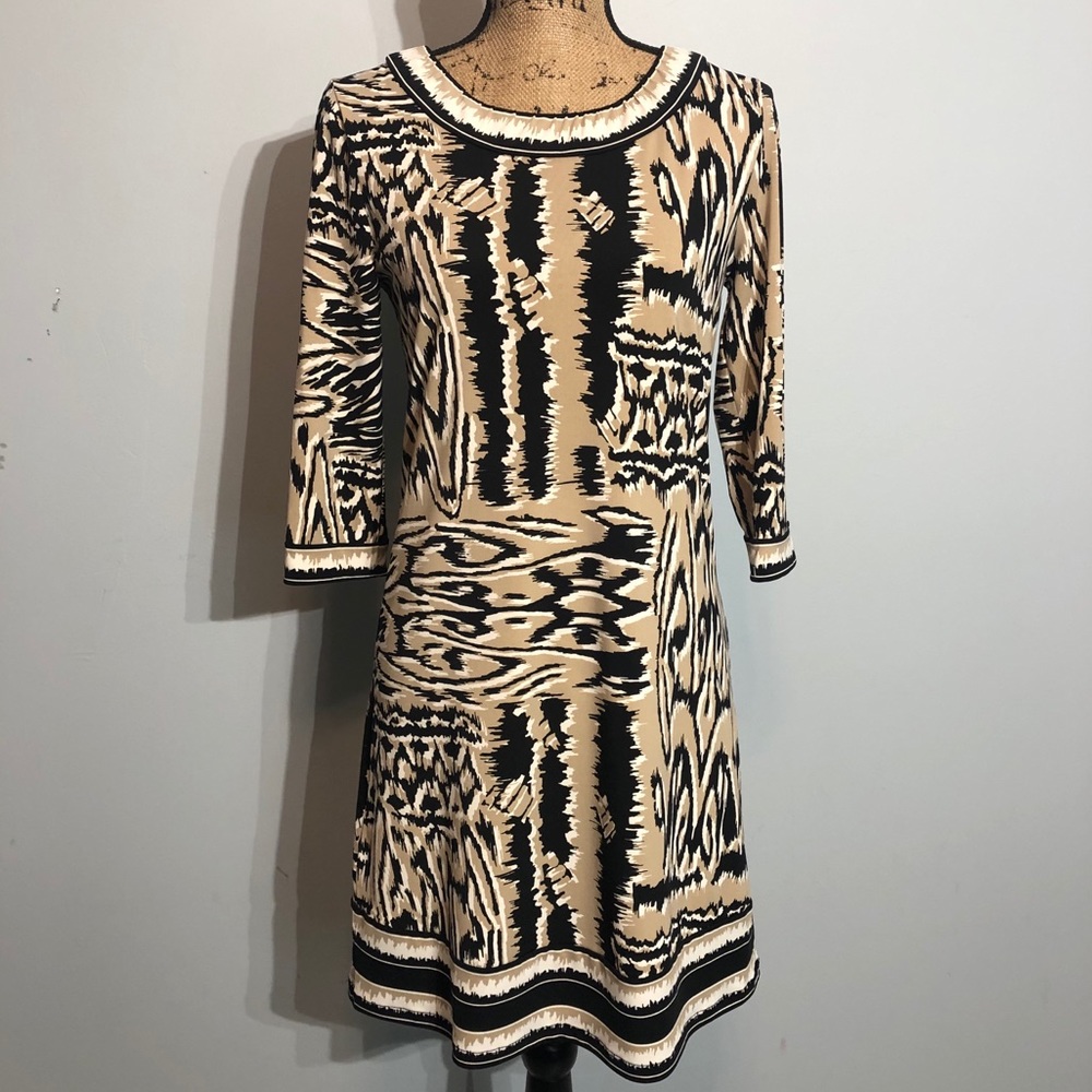 BCBGMaxAxria Dress Black, White & Tan Size Small